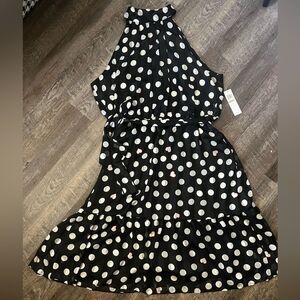 London Style Halter Black with Polka Dot Dress- Size 24W
